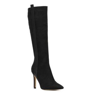 NY Collection Black Suede‎ Pointed Toe Stiletto Heel Knee High Boots Size 8